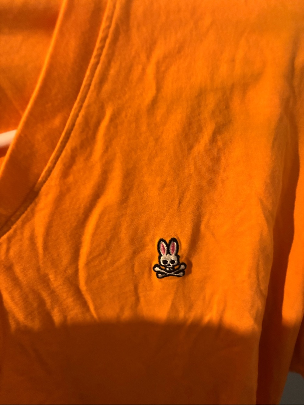 Psycho Bunny Orange V-Neck T-Shirt men’s size large (6) - Picture 3 of 4